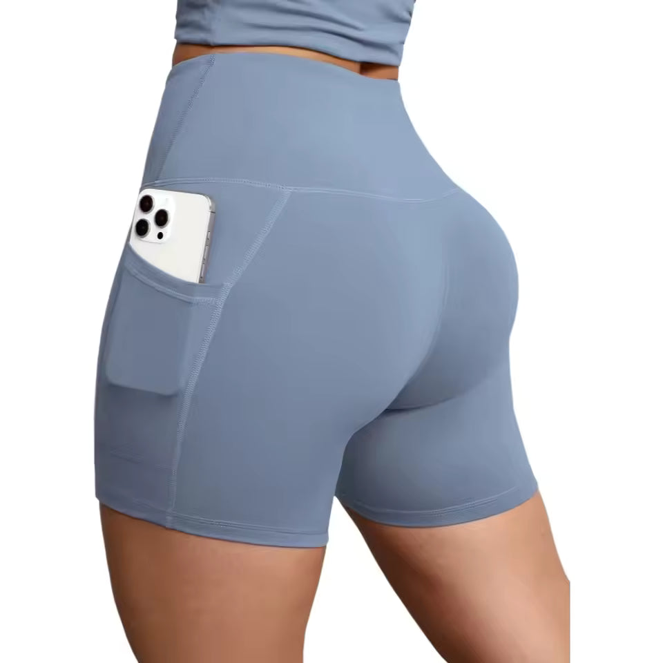 Short Fitness Cintura Alta com Bolso