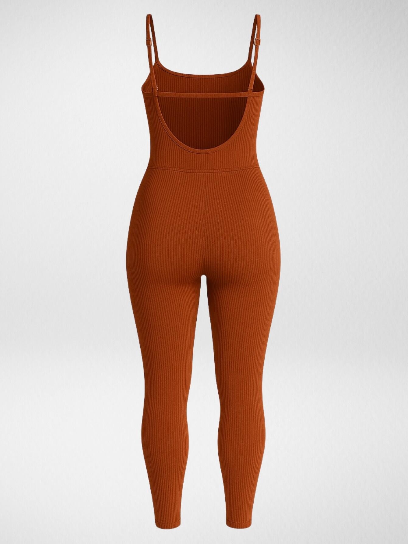 Macacão Longo Canelado Alcinha Feminino Roupa Academia Fitness Esportivo